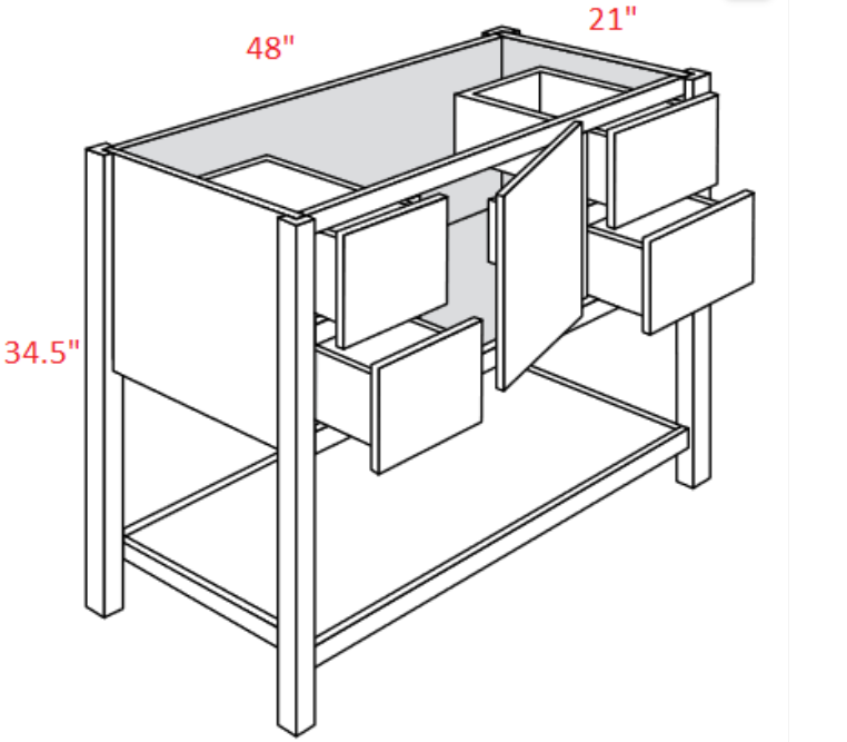 JSI 48" Trenton Tapered Vanity